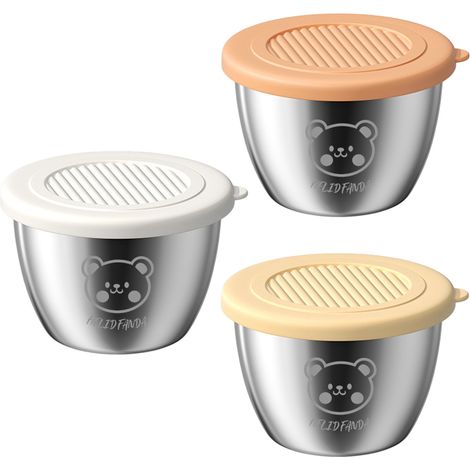 Tragbarer Salatdressingbehälter, kleiner Edelstahlbehälter mit Deckel, ideal für Saucen, Picknicks und Reisen, 50 ml, 3er-Set
