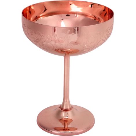 Verre à champagne en métal 304 inoxydable, gobelet gravé pour fête bar, coupe à vin rouge décorative, tasse à fleurs en cuivre plaqué (1/5)