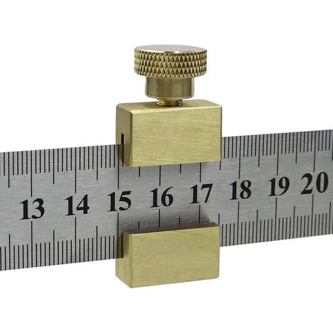 Règle de positionnement en acier inoxydable, bloc butée en laiton et acier, gabarit de marquage pour menuiserie DIY, outil de traçage artisanal, sans règle fournie (1/5)