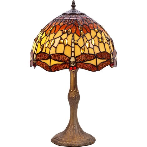 Lampe de table moyenne de forme Tiffany diamètre 30cm Série Belle Amber