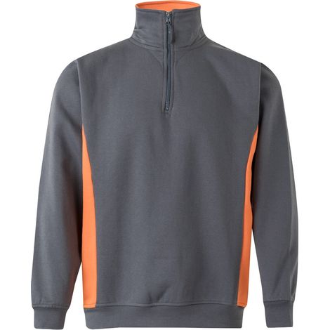 Sudadera bicolor con media cremallera con tratamiento antipilling VELILLA Serie V105704 XXL Gris / Naranja