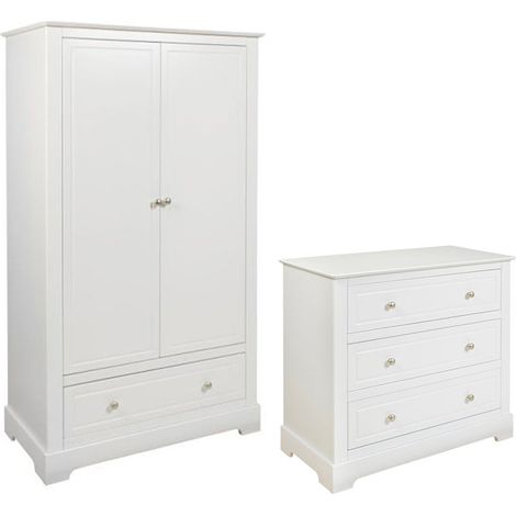 Armadio 2 ante 3 cassetti bianco 90cm (1/4)