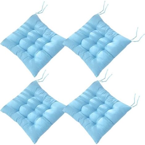 Set of 4 Chair Cushions 40 x 40 cm, Seat Cushions, Home Decoration, Quilted Mat Cushion, Comfortable and Colorful - Ideal for Indoor and Outdoor Use (4 Blue)
