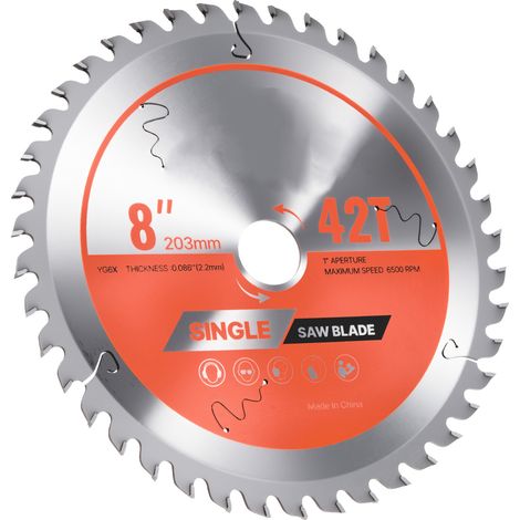 Mophorn Lama Circolare Ø 203 mm per Troncatrice, 42 Denti, Foro 25,4 mm, Ideale per Taglio di Legno, Compensato e Legno Duro (1/5)