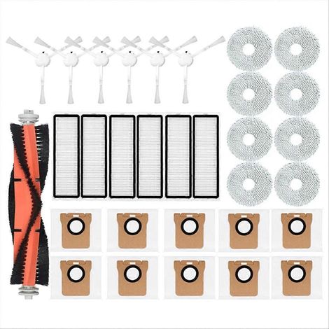 Pour aspirateur robot Xiaomi : brosse principale latérale, filtre HEPA, sac à poussière et serpillière (1/5)