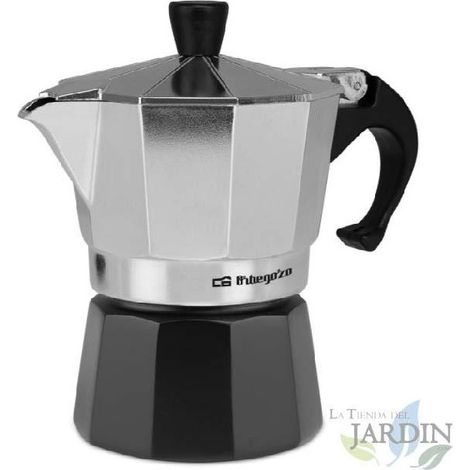 Caffettiera italiana Orbegozo in alluminio. Capacità 3 tazze.