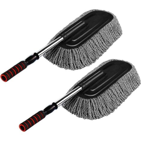 Lot de 2 brosses à poussière en microfibre pour voiture, 40 cm (15,7 pouces), grises (1/4)