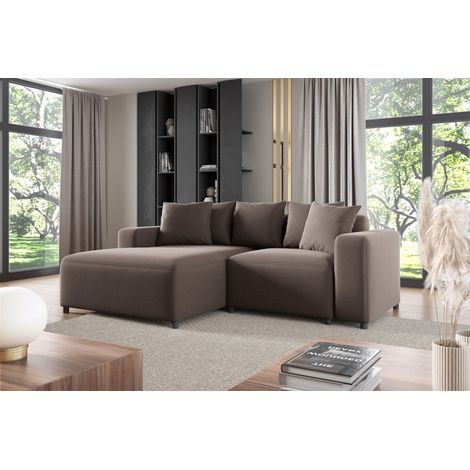 Ecksofa Designersofa Sofa MEGAN XS in Stoff Salvador Braun Ottomane Links (1/2)