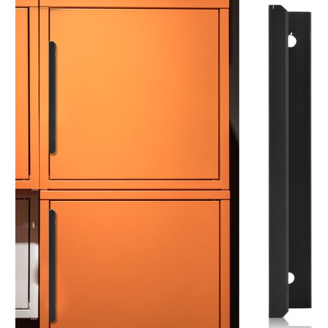 Moderner Küchenschrankgriff, zeitgenössischer Metallgriff, Fingergriff, silberfarbene Ausführung, 96 mm Länge, Modell 6805, robuste Beschläge für Schränke und Schubladen. (1/5)