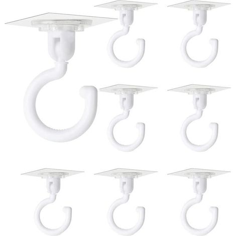 Enowelir 8 Pièces Crochets Auto-adhésifs Transparents Crochet Rotatif à 360 Degrés Crochet Adhésif Puissant Plafond Crochets Muraux Sans Perçage pour Salle de Bain Toilettes Cuisine Bureau Mur Plafond (1/4)