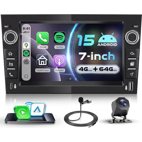 Autoradio Android 15 Noir pour Opel Corsa C/D Zafira B Astra H Meriva Vivaro Signum Combo 7'' IPS Écran Tactile Carplay Android Auto GPS Wi-FI USB Type-C Bluetooth FM RDS Caméra (1/5)