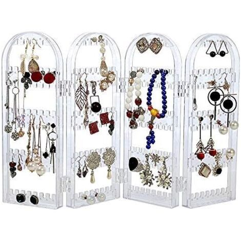 PA 4-türiger, zusammenklappbarer Halsketten-Präsentationsständer, hängender Schmuck-Organizer, doppelseitiger Präsentationsständer, transparent (11,1 Zoll) (1/4)