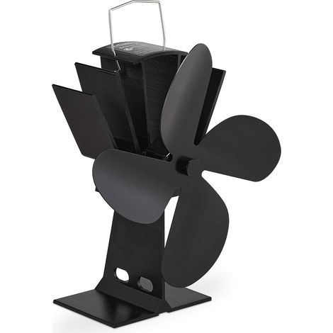 Ventilatore aperto, silenzioso, senza corrente, per caminetti e forni, calore, 4 pale, per camino, nero. (1/5)