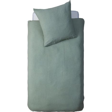 Parure De Lit Enfant Double Gaze En Coton Vert 140x200 Atmosphera For Kids (1/4)