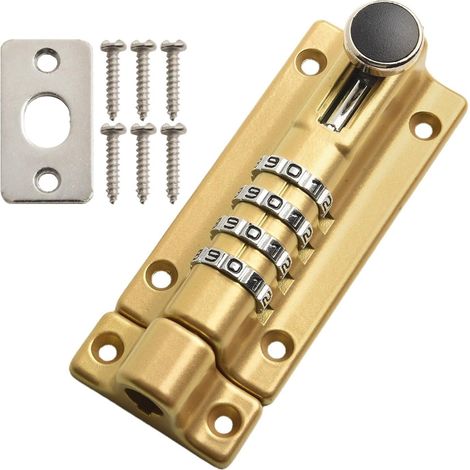 Cadenas mécanique à combinaison numérique - Serrure antivol en alliage de zinc - Pour portes en bois et armoires de rangement - Cadenas de sécurité doré avec n