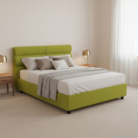 Einzelbett Briosco, Matratze inklusive, abziehbar, Made in Italy, mit Stauraum, Grün (1/5)