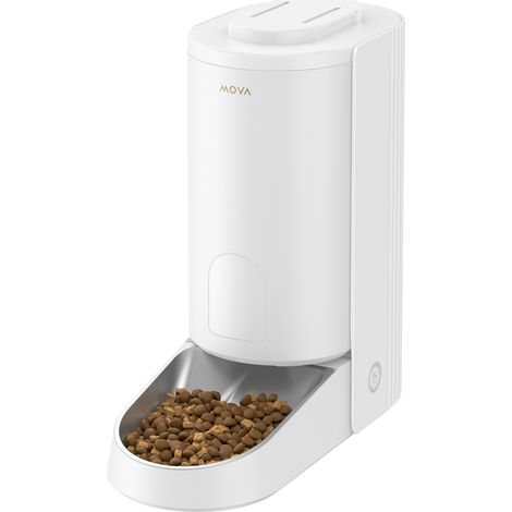 MOVA PF10Pro Katzenfutterautomat – 3 L Futter + 2,5 L Wasser, programmierbar, automatische Portionierung, Weiß – EU
