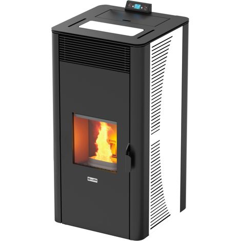 termostufa a pellet canadian stove "idro ceramic 32" bianco 30,4 kw