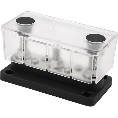 Répartiteur de courant avec capot, borne filetée M8 et vis M4, 12-48V 150A, pour voitures, camions, camping-cars et bateaux, noir (1/5)