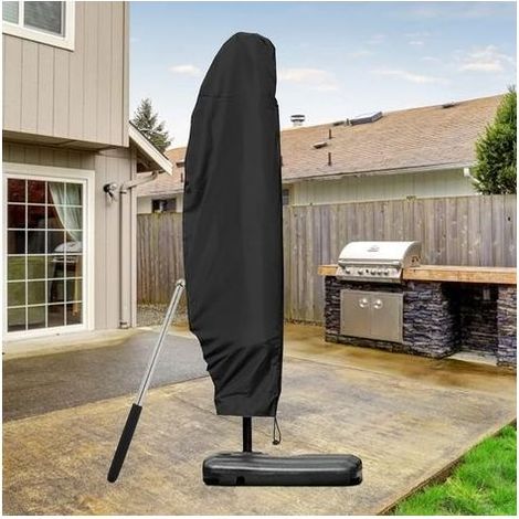 Housses pour Parasols Déporté 3x3m, Protection Imperméable avec 1,4m de Fermeture Éclair, 265x40/70/50cm avec Tige Télescopique (1/5)