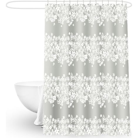 Ensemble Rideau de Douche Plage - Tissu Polyester Étanche de Largeur Généreuse - Livré avec Doublure et Crochets