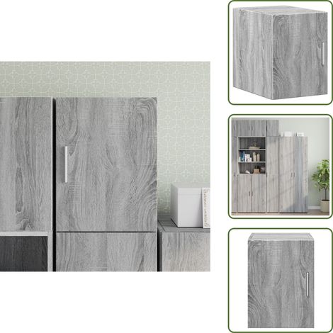 The Living Store Mobile a Parete Grigio Sonoma 30x42,5x40cm in Legno Multistrato - Armadio a parete