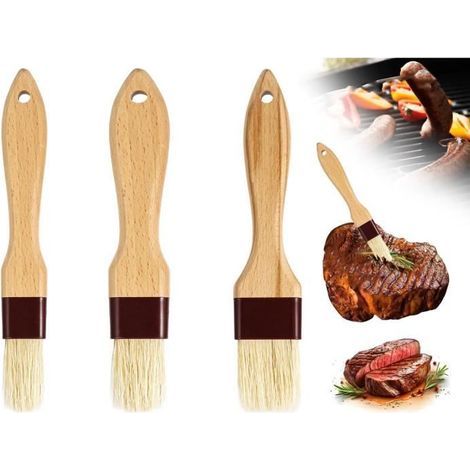HONORNIC - Pinceau Cuisine,Pinceau d'huile à Poils Naturel,Pinceau à Badigeonner en Bois,Pinceau Alimentaire Suspendue,pour Pâtisseries,Sauces
