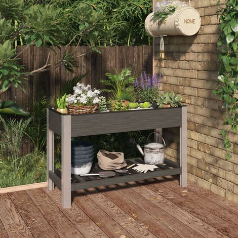 Jardinière de jardin - Balconnière à fleurs de jardin avec étagère Gris 120x50x75 cm WPC BV356965 - BonneVie (1/5)
