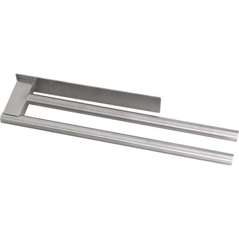 Double-arm towel rail, bathroom towel rail, self-adhesive wall-mounted towel rail, 39 cm, silver (1/4)