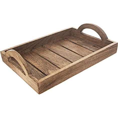 Plateau de service rectangulaire en bois de manguier durable (1/5)