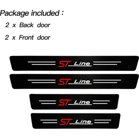 (4 pièces) Seuil de porte latéral autocollant en fibre de carbone anti-rayures et imperméable pour Ford ST Line,ST Line et Fiesta Style automobile (1/3)