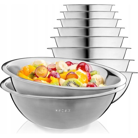 KADAX Schüssel aus Edelstahl, Rührschüssel, Salatschüssel mit hohem Rand, multifunktionale Küchensch