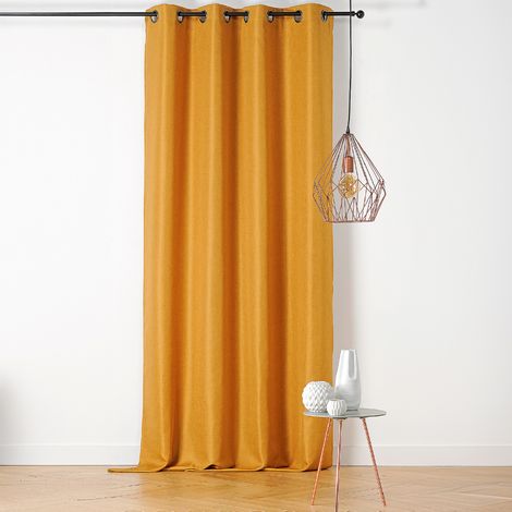 Rideau à Oeillets Uni Chic Jaune moutarde 145x240 cm (1/2)