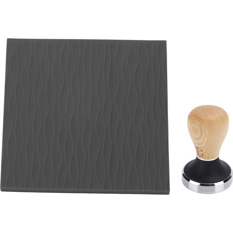 Set mit 7 Kaffeezubehörteilen: 58-mm-Tamper aus Buchenholz, schwarze Pressmatte und Griff (1/5)