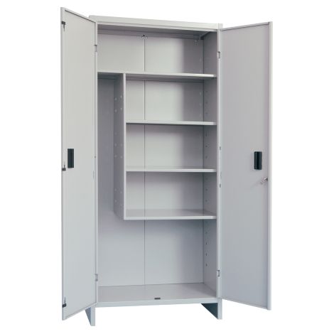 Prometal – Armoire à balai 2 portes 40x60x179 cm – Tôle grise avec serrure – Pour rangement sécurisé et optimisation d'espace