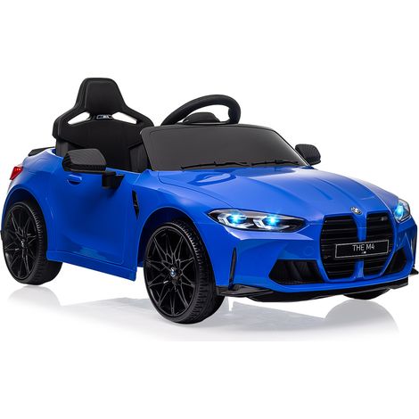 BMW M4 Elektro-Kinderauto 12V, mit Elternfernbedienung, LED-Scheinwerfern, Musikfunktion, Geschwindigkeit 3-5 km/h, Elektrofahrzeug für Kinder von 3–8 Jahren, Blau (1/5)