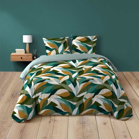 Housse de couette 200 x 200 cm coton 42 fils imprimé Swan + 2 taies