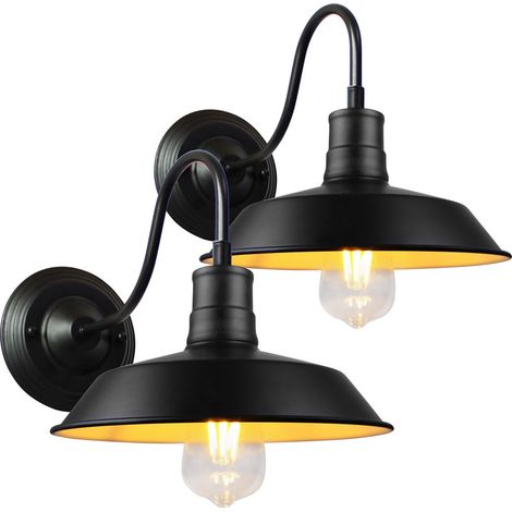 Wottes – Applique murale industrielle vintage Ø26cm – Laiton plaqué cuivre – 60W E27 – Pour chambre, salon, hôtel – Lot de 2 (1/5)
