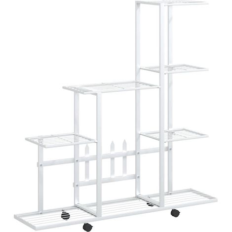 Portapiante con Ruote 94,5x25x92,5 cm Bianco in Metallo vidaXL