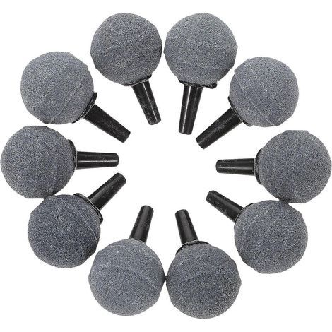 Lot de 10 pierres à air minérales en forme de boule, diffuseurs à bulles pour aquarium, pompe et hydroponie (20 mm x 20 mm) (1/4)