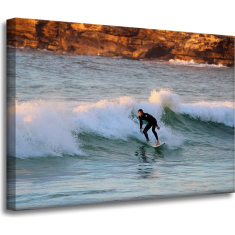 Stampa su tela "Surfisti su un'onda" 70x50 cm
