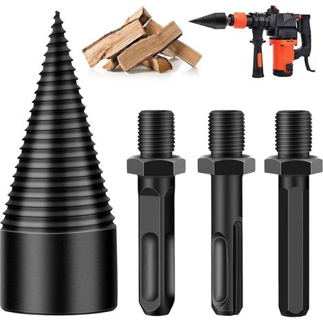 Foret Pour Fendeuse De Bûches - 32 mm - Tige Carrée Rond Hexagonale - Pour Perceuse Électrique - 1 Pièce
