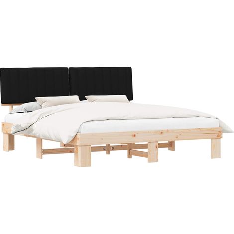 Bed Frame with Upholstered Headboard Black 180 x 200 cm vidaXL