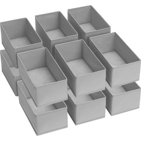 Schubladen Organizer 12 Stück, faltbar, Stoff, für Kleidung, Socken, Unterwäsche, Grau (1/5)