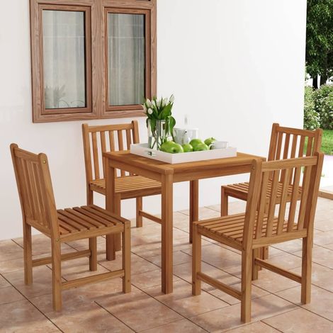 Ensemble Table + 4 chaises de jardin - Table à manger avec Chaises Bois de teck solide BV525360 - BonneVie (1/5)