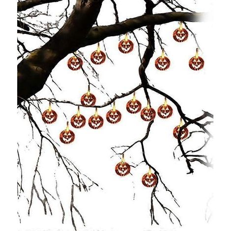 Guirlande lumineuse citrouille, guirlande féérique pour Halloween, étanche IP65, 20 LED, fonctionne sur piles (1/4)