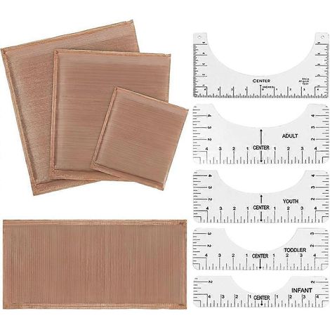Kit de presse à chaud et coussinets, lot de 9 avec coussinets de repassage multi-tailles et règle pour t-shirts, accessoires indispensables pour le bricolage (1/5)