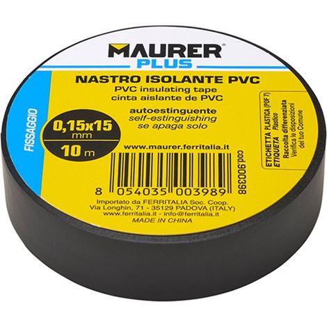 NASTRO ISOLANTE PVC NERO MAURER 25MTX19MM SP.0,15MM