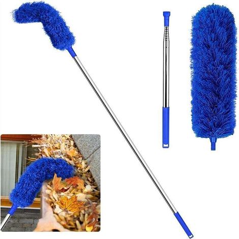 Brosse Nettoyage Gouttières Toiture avec Mât Télescopique Extensible 8 2 Pieds Facile à Utiliser Bleu-Crezuo (1/4)