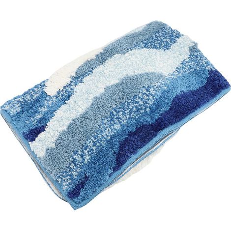 MEKOTRIN Tapis Chambre Doux - 50 80CM Tapis de Bain en Forme de Vague 3D Océan Bleu Épais et Absorbant, Tapis Lavable en Machine pour Maison Salon Couloir (1/2)